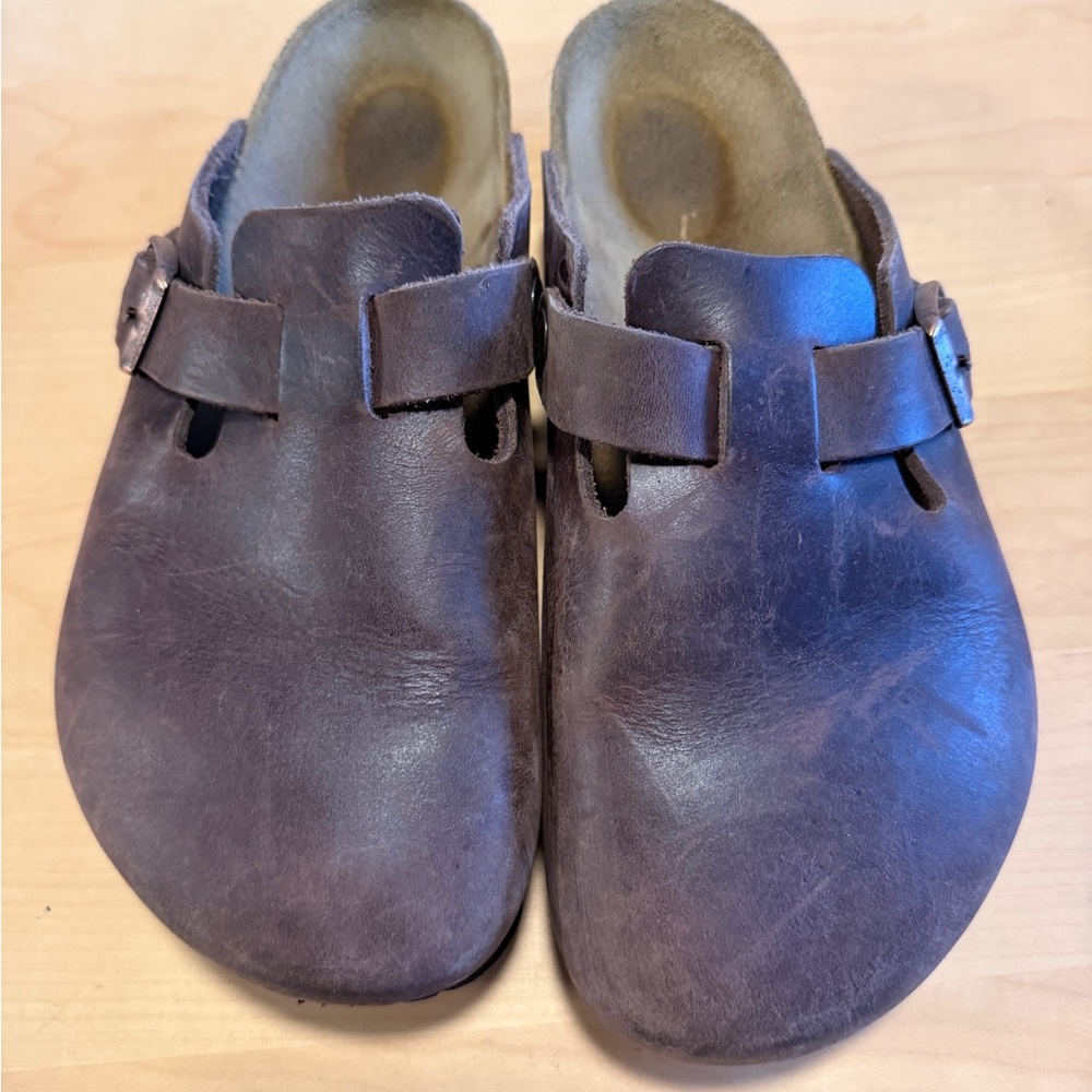 Birkenstock Boston Dark Brown Leather Clogs